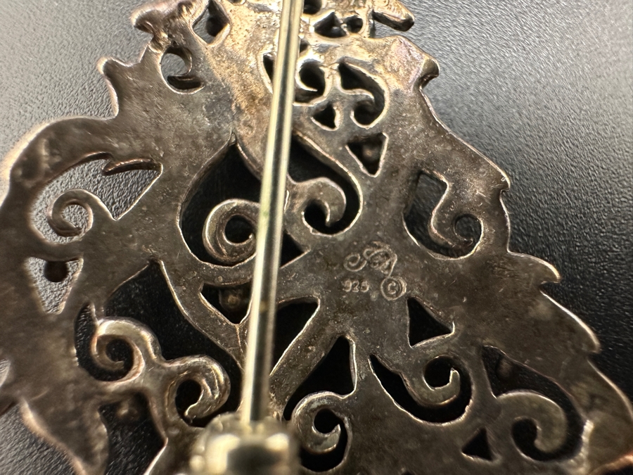 Vintage Signed Sterling Silver Christmas Tree Brooch Pin 7.6g [Photo 3]