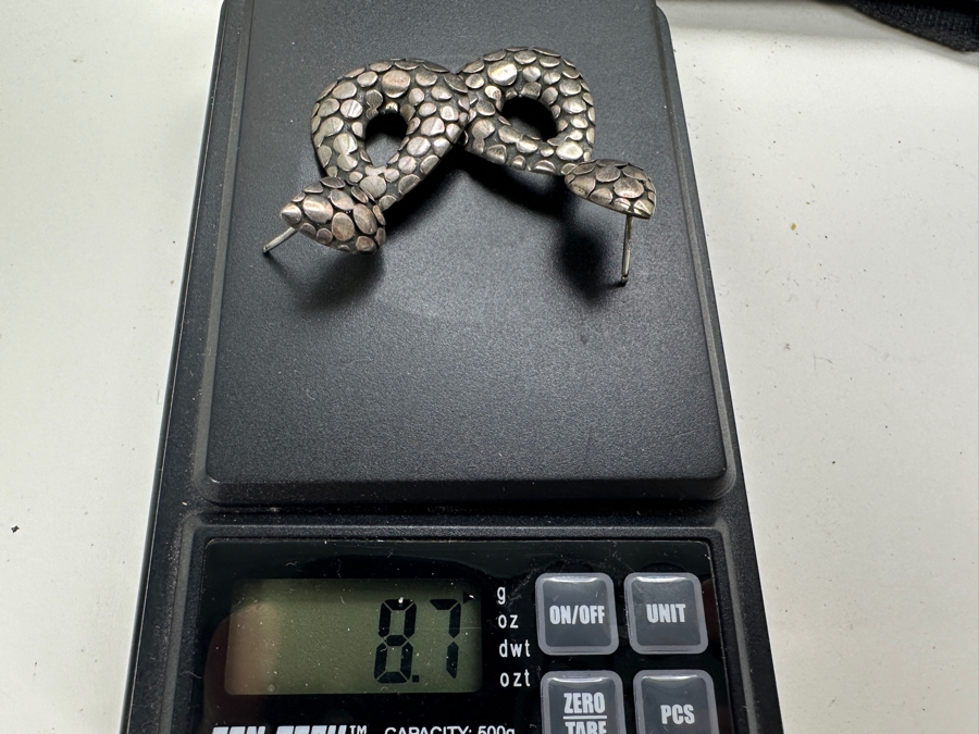 Signed Sterling Silver Earrings 8.7g [Photo 4]