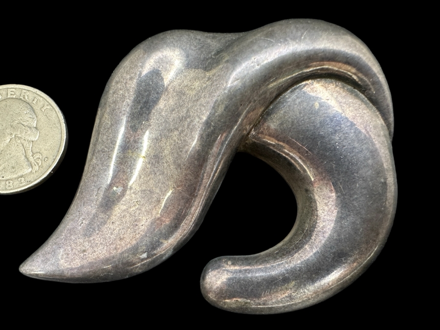 Vintage Signed Sterling Silver Brooch Pin 31.9g [Photo 1]