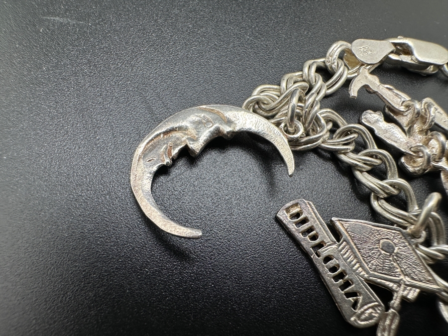 Sterling Silver Charm Bracelet Made In Italy 16.4g [Photo 6]