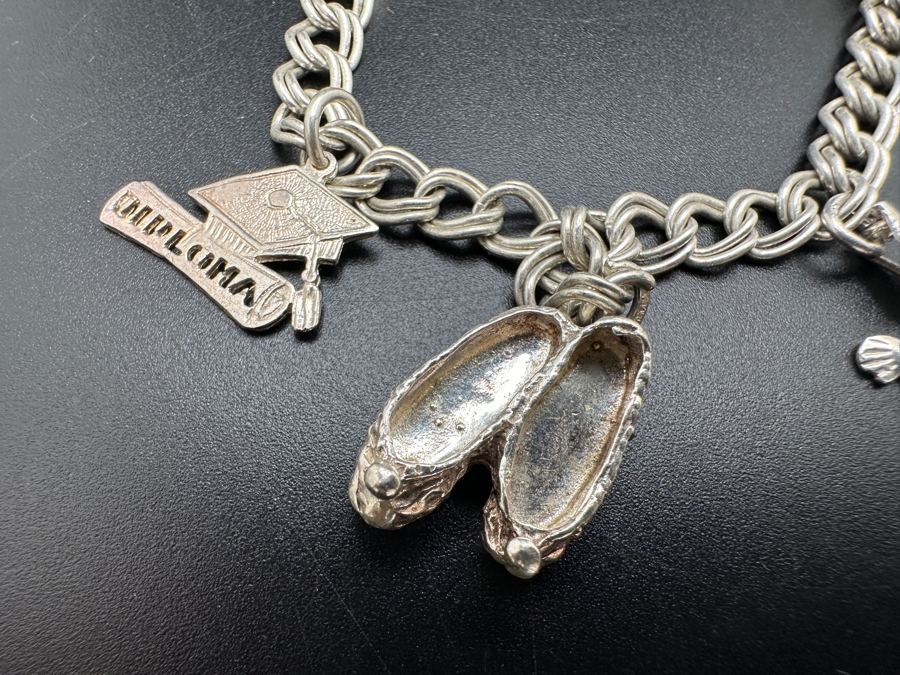 Sterling Silver Charm Bracelet Made In Italy 16.4g [Photo 3]