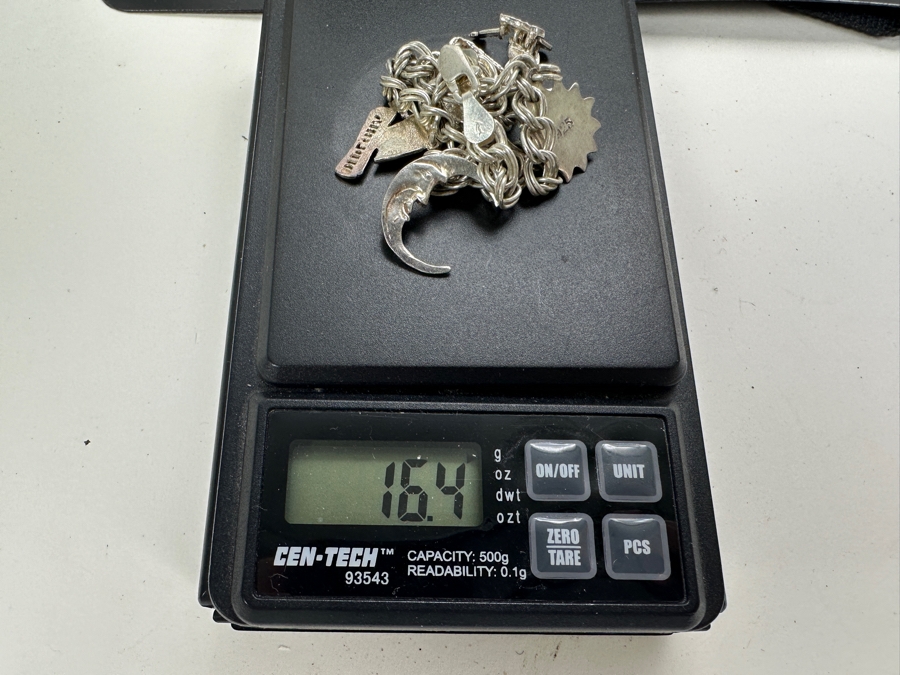 Sterling Silver Charm Bracelet Made In Italy 16.4g [Photo 7]