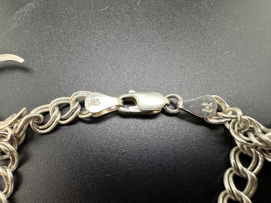Sterling Silver Charm Bracelet Made In Italy 16.4g [Photo 2]