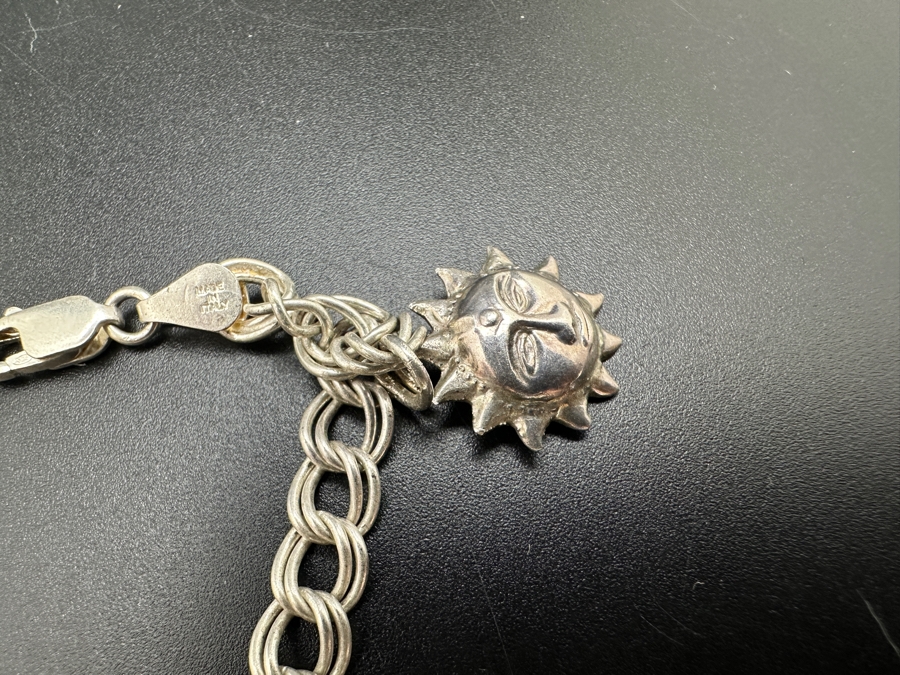 Sterling Silver Charm Bracelet Made In Italy 16.4g [Photo 5]