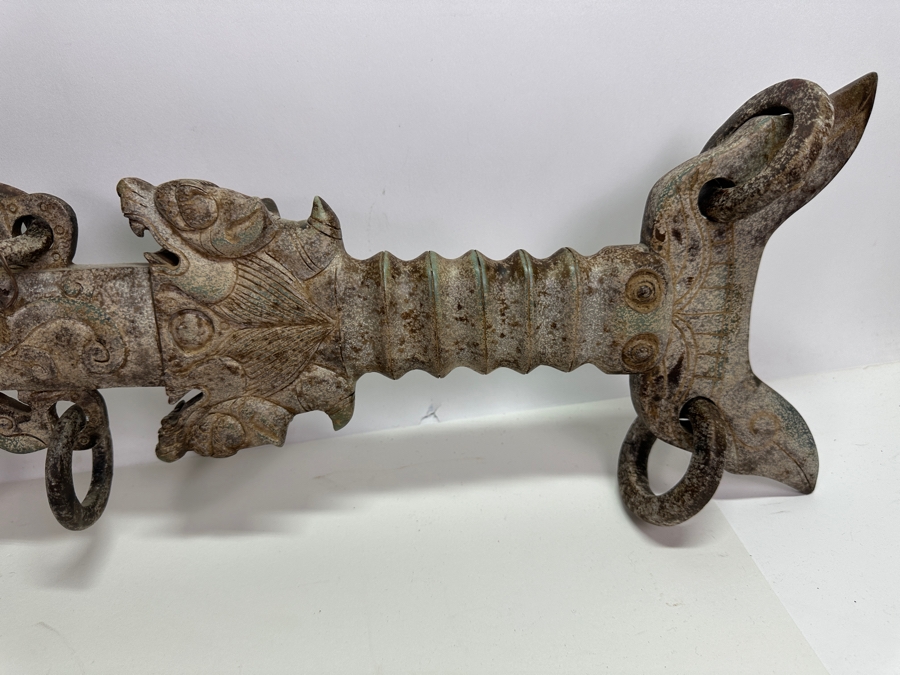 Vintage Asian Carved Stone Sword 38L X 12W [Photo 21]
