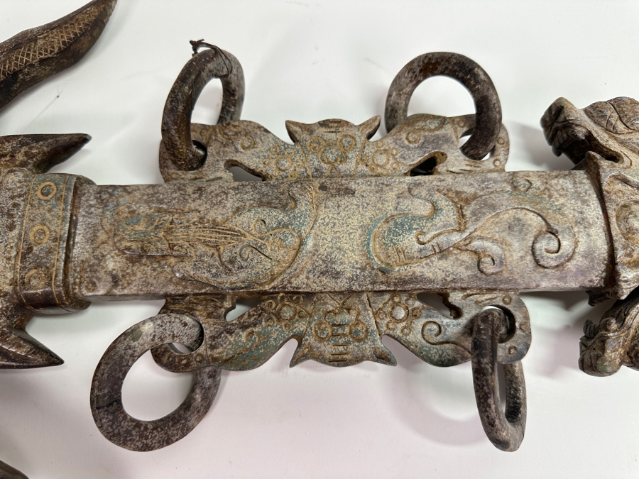 Vintage Asian Carved Stone Sword 38L X 12W [Photo 4]