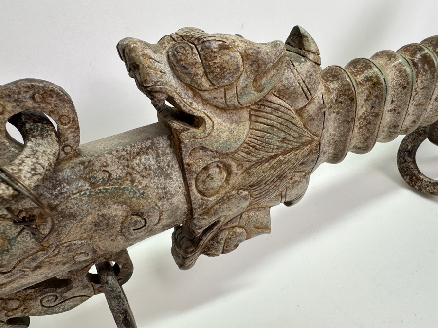Vintage Asian Carved Stone Sword 38L X 12W [Photo 20]