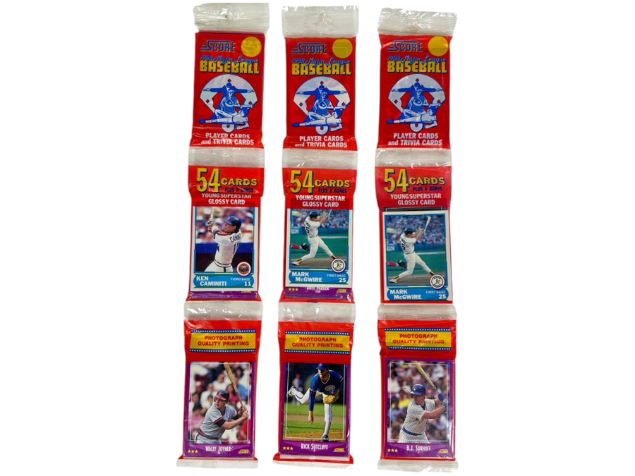 Score 1988 Major League Baseball Cards Three Unopened Rack Packs [Photo 1]
