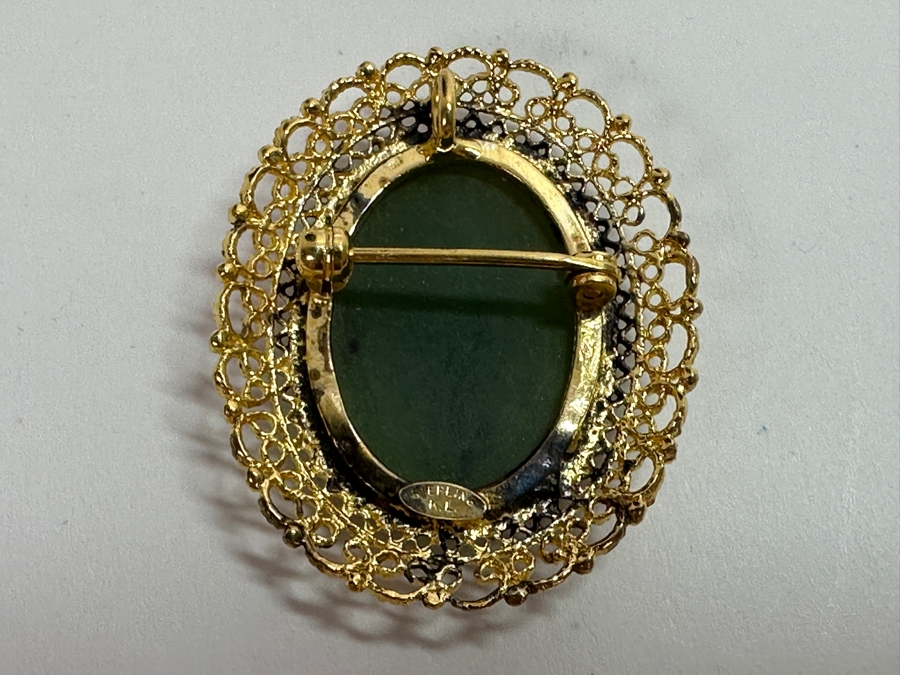 Vintage Sterling Silver Brooch Pin / Pendant With Cabochon Stone Signed K.L. 8.1g [Photo 3]