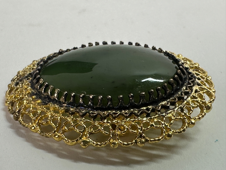 Vintage Sterling Silver Brooch Pin / Pendant With Cabochon Stone Signed K.L. 8.1g [Photo 2]