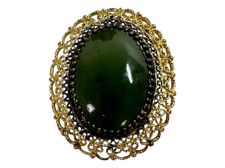 Vintage Sterling Silver Brooch Pin / Pendant With Cabochon Stone Signed K.L. 8.1g [Photo 1]