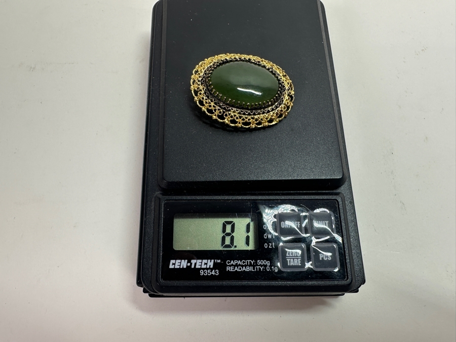 Vintage Sterling Silver Brooch Pin / Pendant With Cabochon Stone Signed K.L. 8.1g [Photo 6]