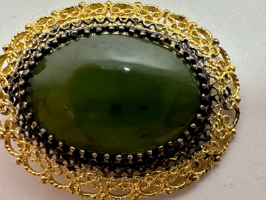 Vintage Sterling Silver Brooch Pin / Pendant With Cabochon Stone Signed K.L. 8.1g [Photo 5]