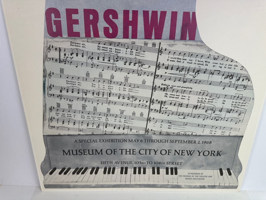 Vintage Museum Of The City Of New York Gershwin Exhibition Poster Mounted On Posterboard 26 X 37 [Photo 4]