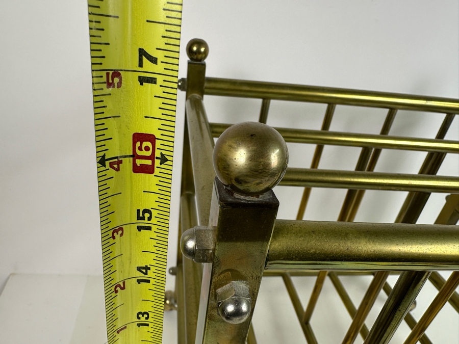 Vintage Brass Canterbury Magazine Rack On Casters 18.5W X 11.5D X 16H [Photo 8]