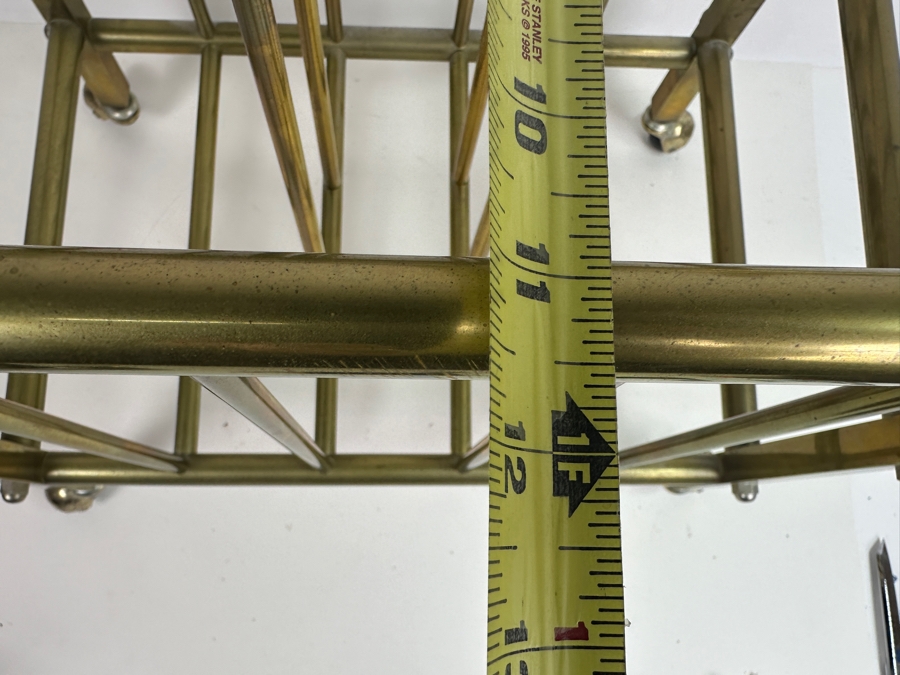 Vintage Brass Canterbury Magazine Rack On Casters 18.5W X 11.5D X 16H [Photo 7]