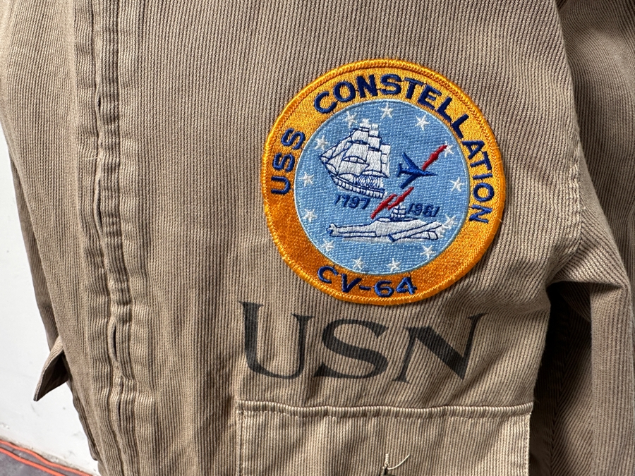U.S. Navy Bureau Of Aeronautics Summer Flying Jacket NA-1 Willis & Geiger New York With USS Constellation CV-64 Patch Size 40 [Photo 2]