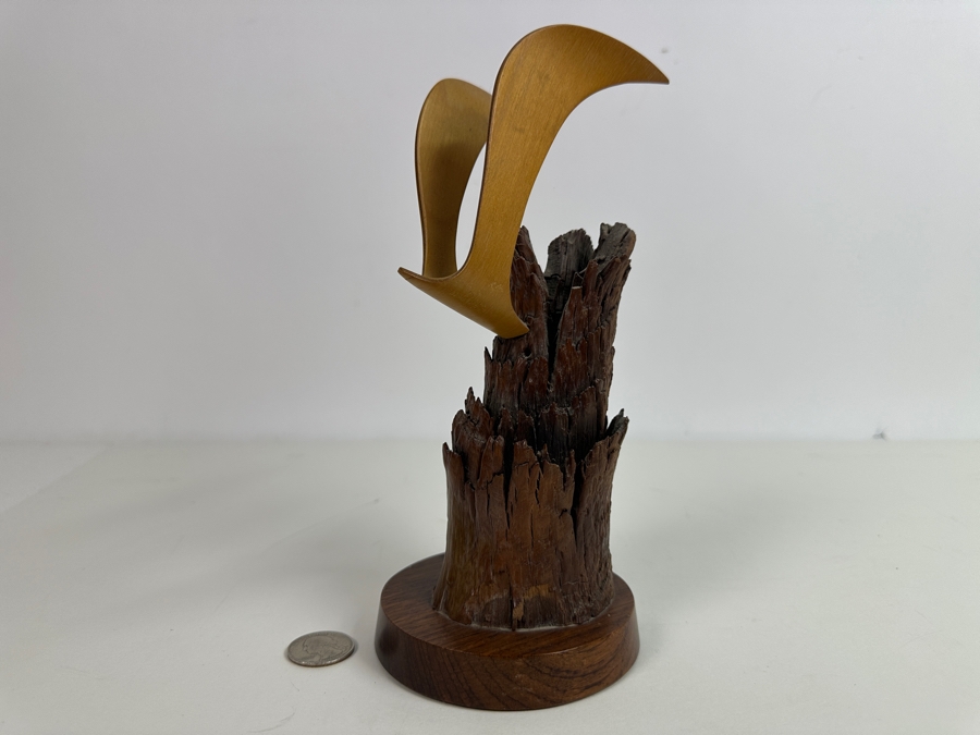 Signed Wooden Seagull Sculpture 9H [Photo 5]