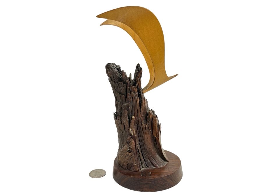 Signed Wooden Seagull Sculpture 9H [Photo 1]
