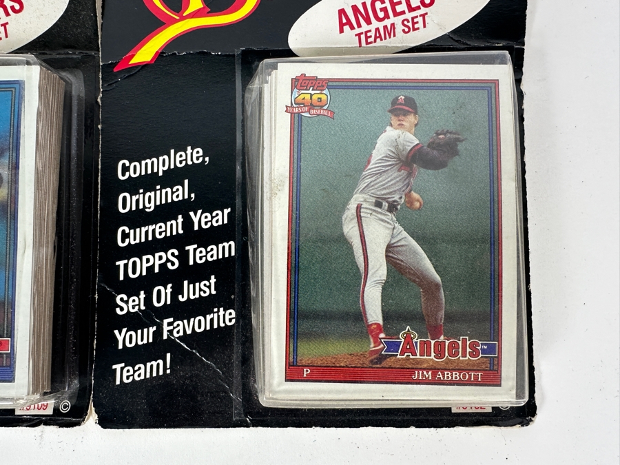 Pair Of Vintage 1991 Factory Sealed Topps MLB Baseball Cards L.A. Dodgers Team Set And California Angels Team Set [Photo 3]