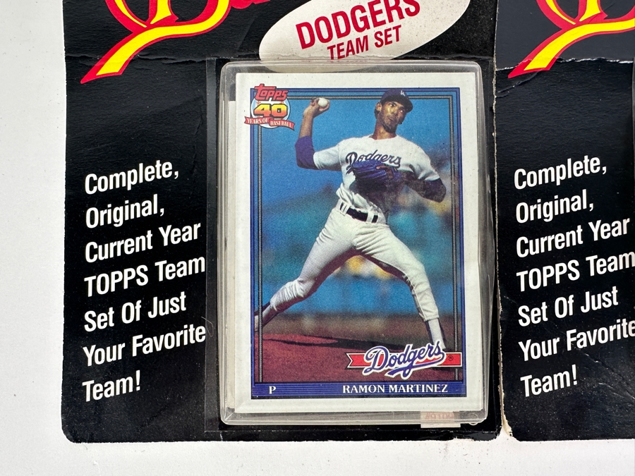 Pair Of Vintage 1991 Factory Sealed Topps MLB Baseball Cards L.A. Dodgers Team Set And California Angels Team Set [Photo 2]