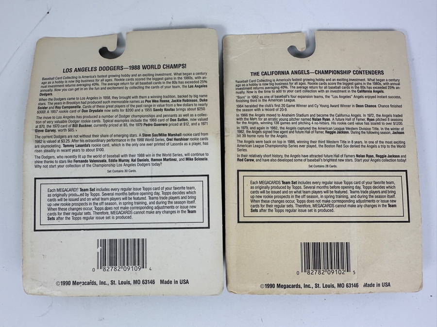 Pair Of Vintage 1991 Factory Sealed Topps MLB Baseball Cards L.A. Dodgers Team Set And California Angels Team Set [Photo 4]