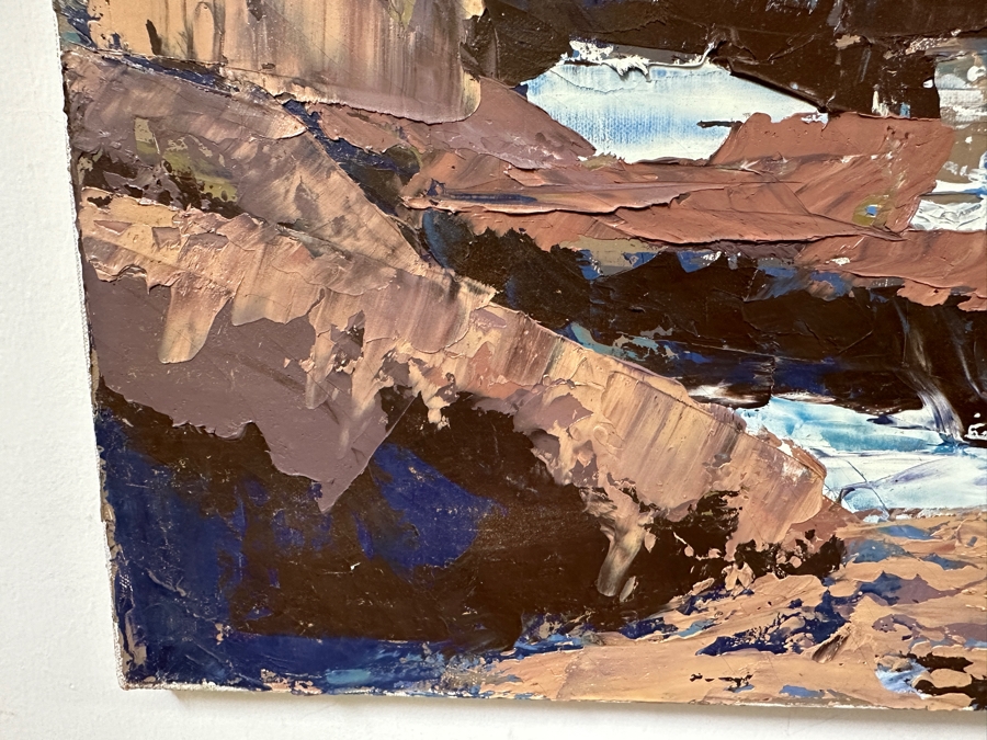 Original Gerry Kirk Abstract Expressionist Oil Painting On Canvas Of An Ocean Scene Unsigned 40 X 30 [Photo 4]