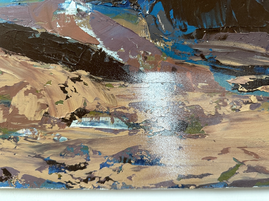 Original Gerry Kirk Abstract Expressionist Oil Painting On Canvas Of An Ocean Scene Unsigned 40 X 30 [Photo 6]