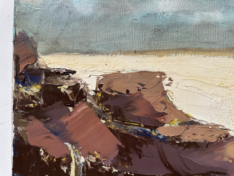 Original Gerry Kirk Abstract Expressionist Oil Painting On Canvas Of An Ocean Scene Unsigned 40 X 30 [Photo 2]