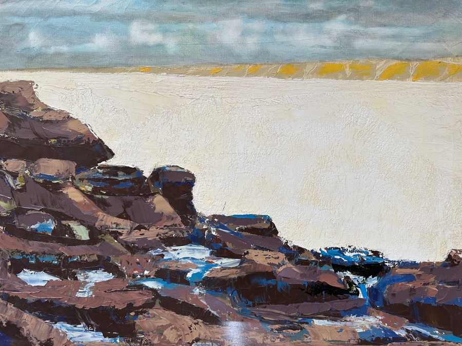 Original Gerry Kirk Abstract Expressionist Oil Painting On Canvas Of An Ocean Scene Unsigned 40 X 30 [Photo 9]