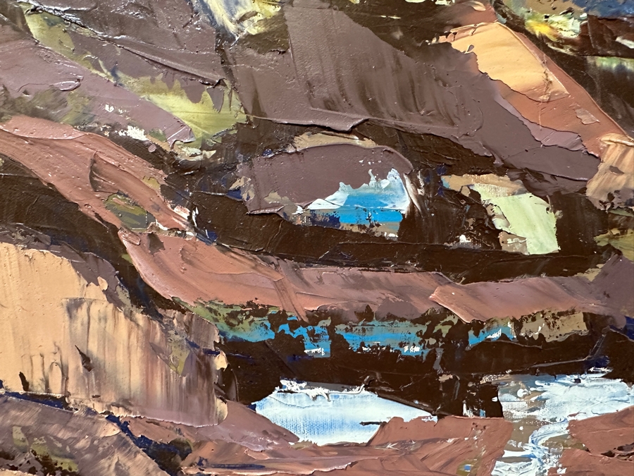 Original Gerry Kirk Abstract Expressionist Oil Painting On Canvas Of An Ocean Scene Unsigned 40 X 30 [Photo 3]