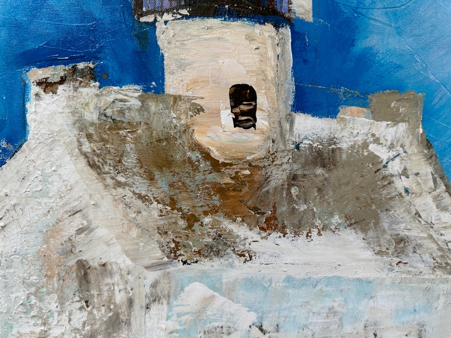 Original Gerry Kirk Abstract Expressionist Oil Painting On Canvas Of The Old Point Loma Lighthouse In San Diego Unsigned 30 X 40 [Photo 5]