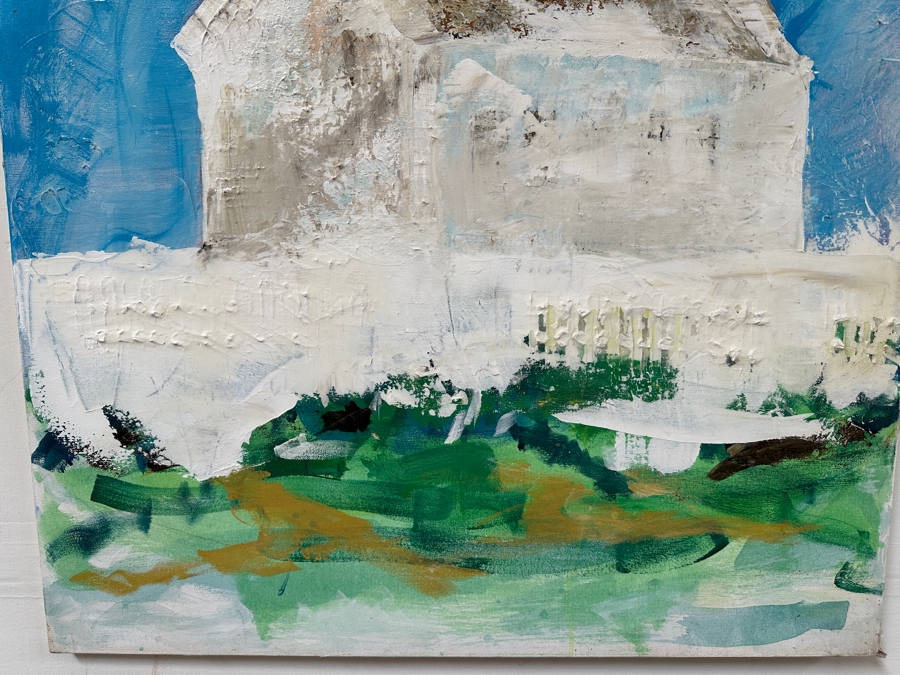 Original Gerry Kirk Abstract Expressionist Oil Painting On Canvas Of The Old Point Loma Lighthouse In San Diego Unsigned 30 X 40 [Photo 8]