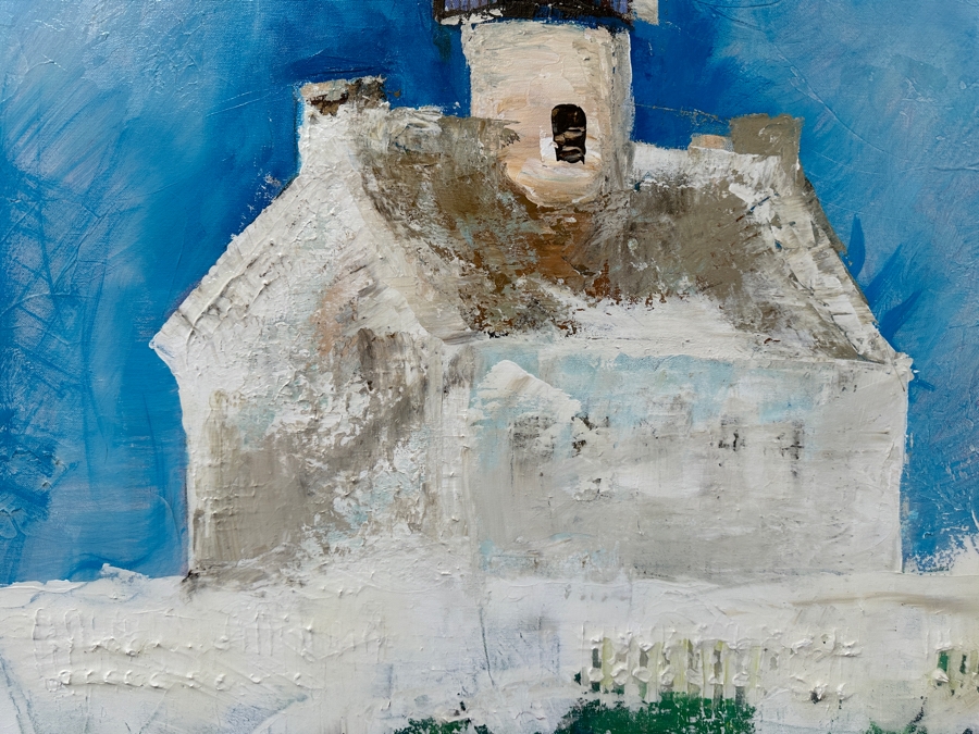 Original Gerry Kirk Abstract Expressionist Oil Painting On Canvas Of The Old Point Loma Lighthouse In San Diego Unsigned 30 X 40 [Photo 7]