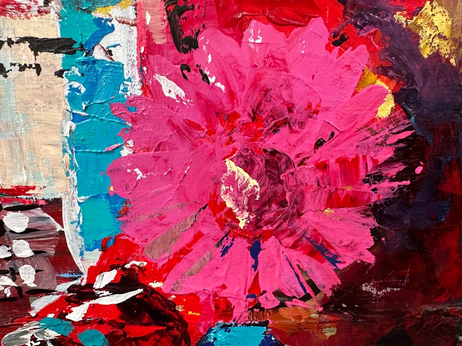 Original Gerry Kirk Abstract Expressionist Oil Painting On Canvas Of A Native American Chief Unsigned 30 X 40 [Photo 5]