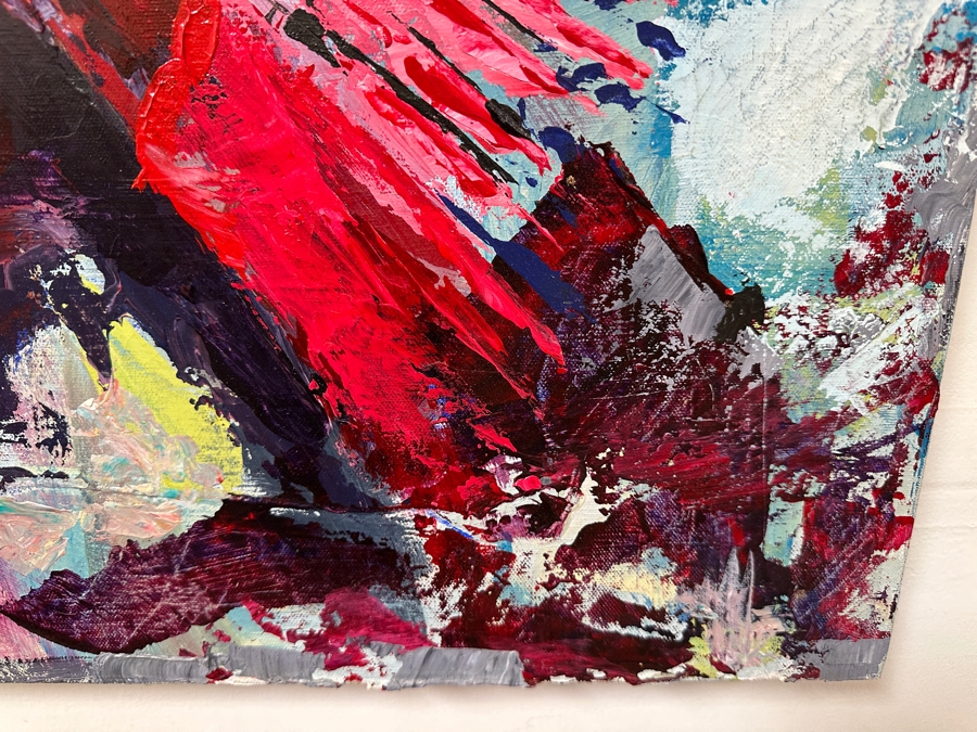 Original Gerry Kirk Abstract Expressionist Oil Painting On Canvas Of A Native American Chief Unsigned 30 X 40 [Photo 8]