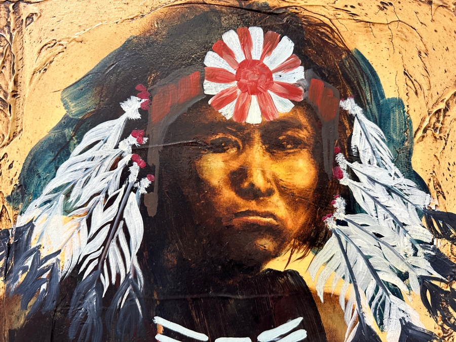 Original Gerry Kirk Native American Portrait Oil Painting On Canvas Signed Lower Right 18 X 24 [Photo 2]