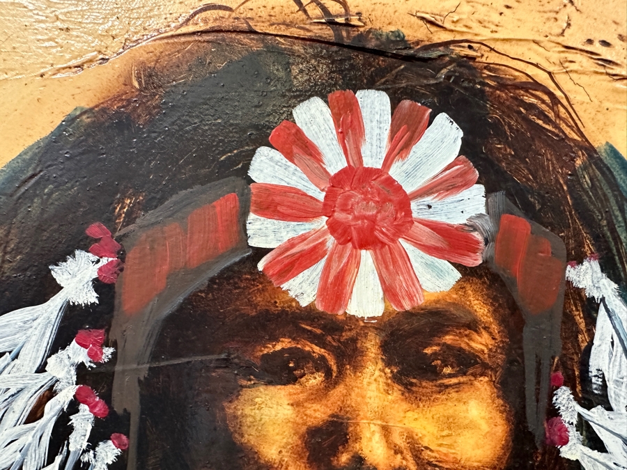 Original Gerry Kirk Native American Portrait Oil Painting On Canvas Signed Lower Right 18 X 24 [Photo 4]