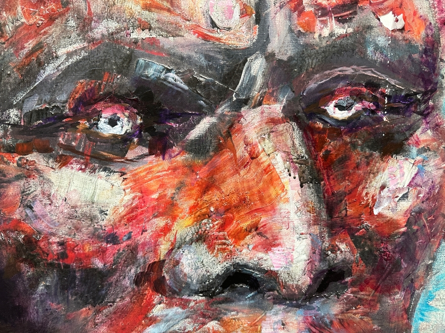 Original Gerry Kirk Abstract Expressionist Native American Portrait Oil Painting On Canvas Signed Lower Left 30 X 40 [Photo 3]