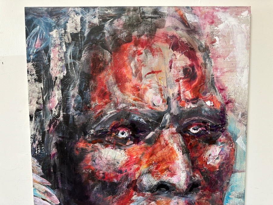 Original Gerry Kirk Abstract Expressionist Native American Portrait Oil Painting On Canvas Signed Lower Left 30 X 40 [Photo 7]