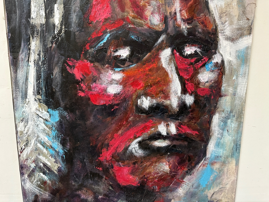 Original Gerry Kirk Abstract Expressionist Native American Portrait Oil Painting On Canvas Signed Lower Right And Verso 1976 30 X 40 [Photo 3]