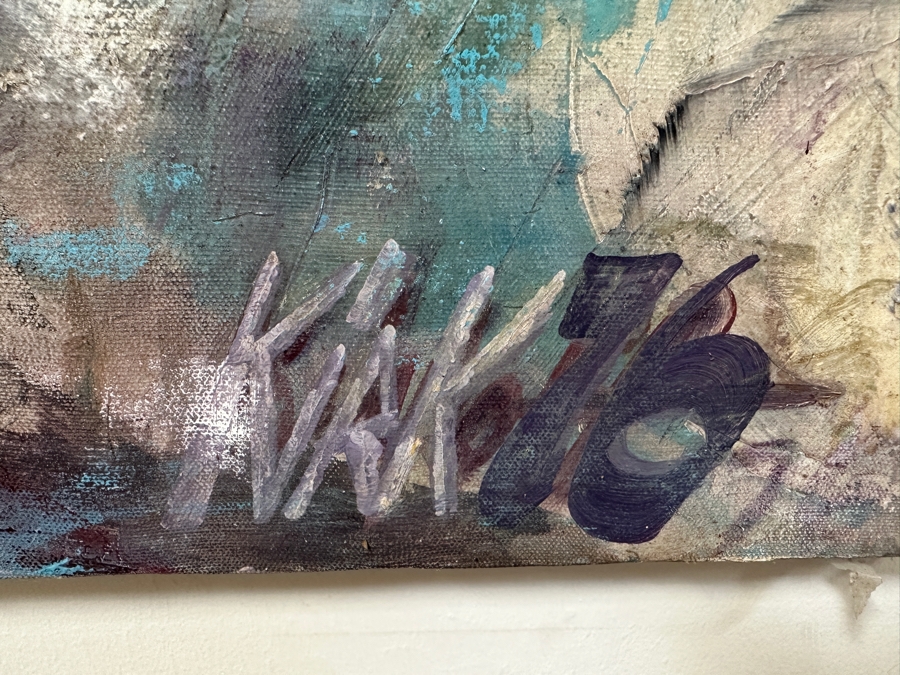 Original Gerry Kirk Abstract Expressionist Native American Portrait Oil Painting On Canvas Signed Lower Right And Verso 1976 30 X 40 [Photo 6]