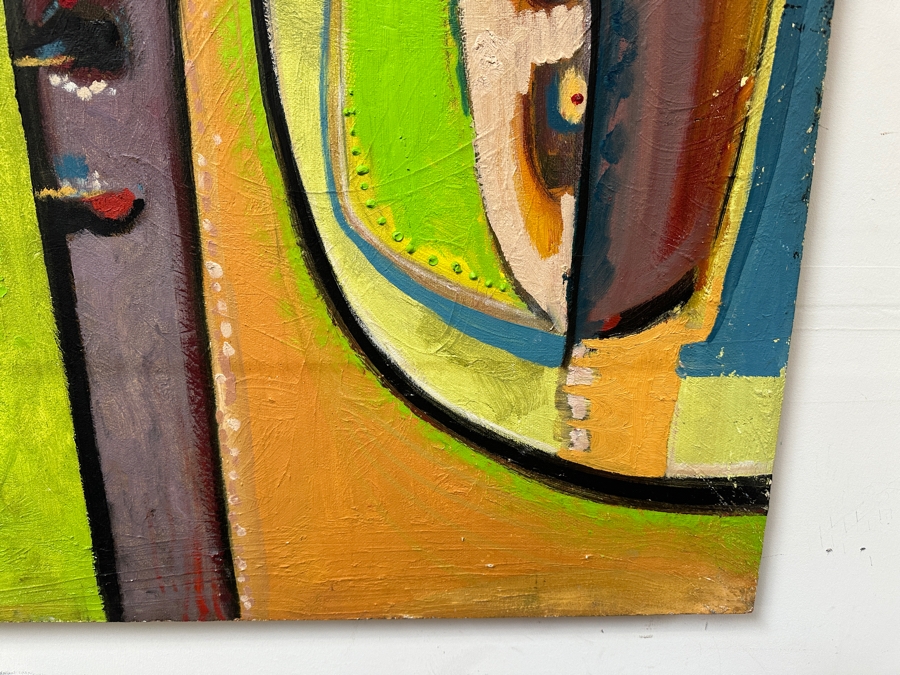 Original Gerry Kirk Abstract Expressionist Oil Painting On Board Signed Verso Yagle (Name He Used Early In His Career) 32 X 48 [Photo 4]