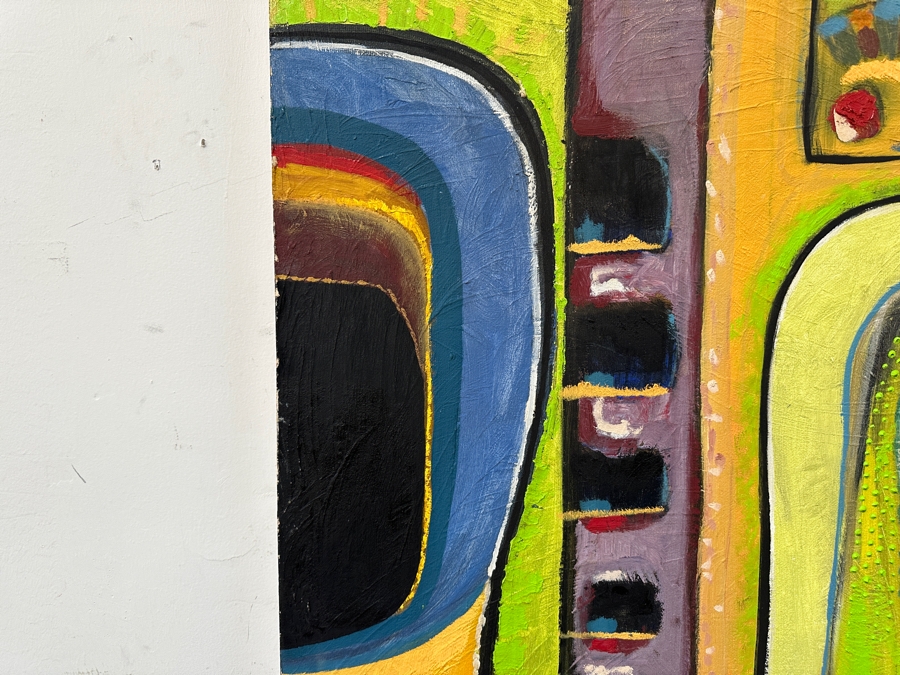 Original Gerry Kirk Abstract Expressionist Oil Painting On Board Signed Verso Yagle (Name He Used Early In His Career) 32 X 48 [Photo 5]