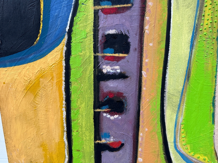 Original Gerry Kirk Abstract Expressionist Oil Painting On Board Signed Verso Yagle (Name He Used Early In His Career) 32 X 48 [Photo 6]