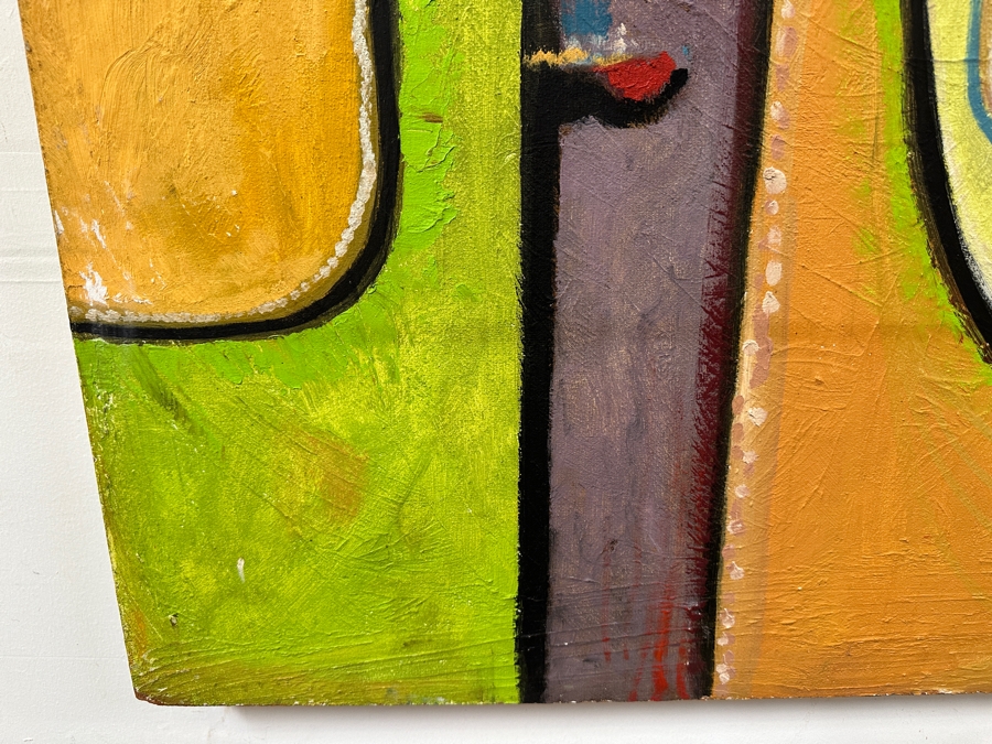 Original Gerry Kirk Abstract Expressionist Oil Painting On Board Signed Verso Yagle (Name He Used Early In His Career) 32 X 48 [Photo 7]