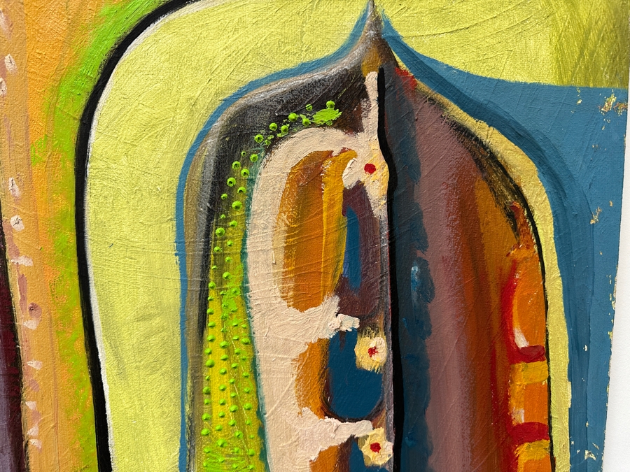 Original Gerry Kirk Abstract Expressionist Oil Painting On Board Signed Verso Yagle (Name He Used Early In His Career) 32 X 48 [Photo 3]