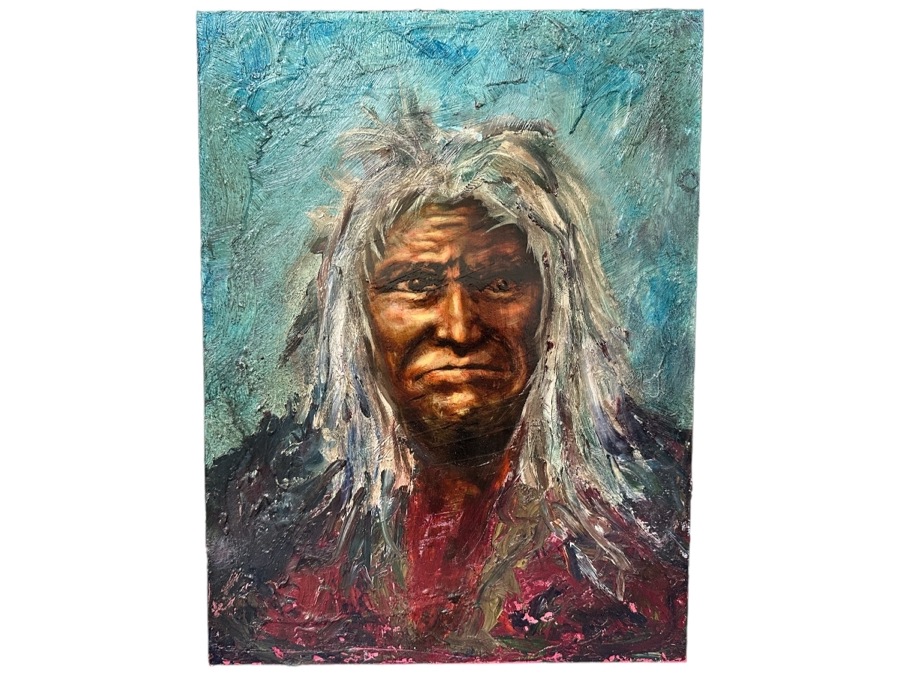 Original Gerry Kirk Abstract Expressionist Portrait Oil Painting On Canvas Unsigned 18 X 24 [Photo 2]