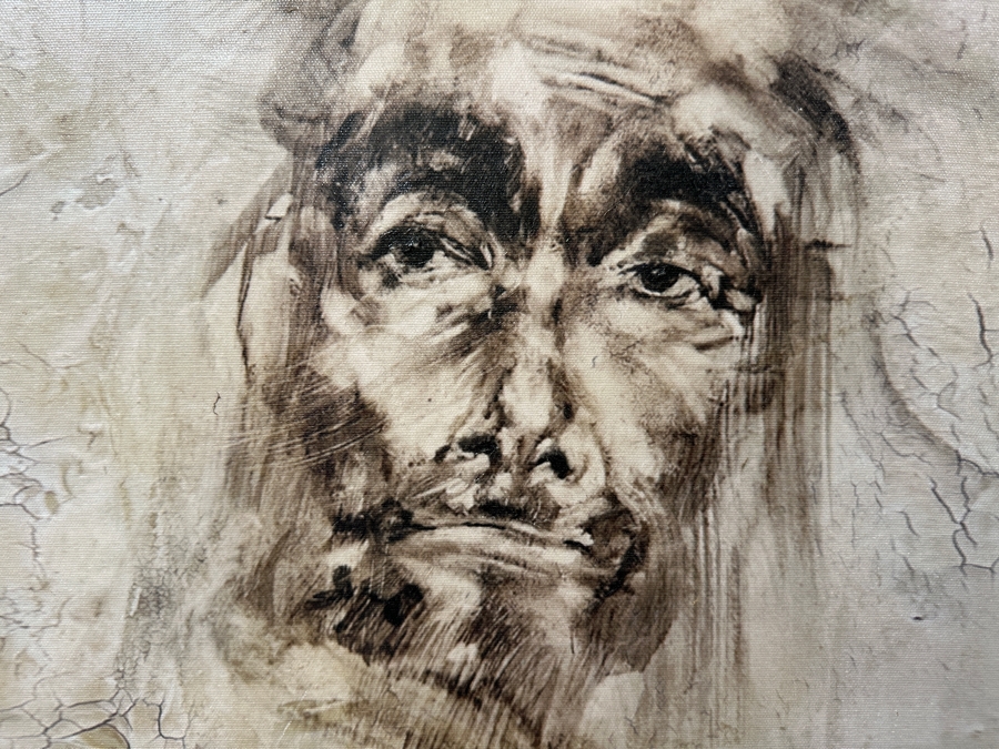 Hand Signed Gerry Kirk Giclee Canvas Print Signed Lower Right Titled On Verso 'Study Of N. Fetchin (Nicolai Fechin: Russian Artist Famous For Native American Portraits)' After His Drawing Titled 'Bearded Old Man (The Philosopher)' 16 X 20 [Photo 2]