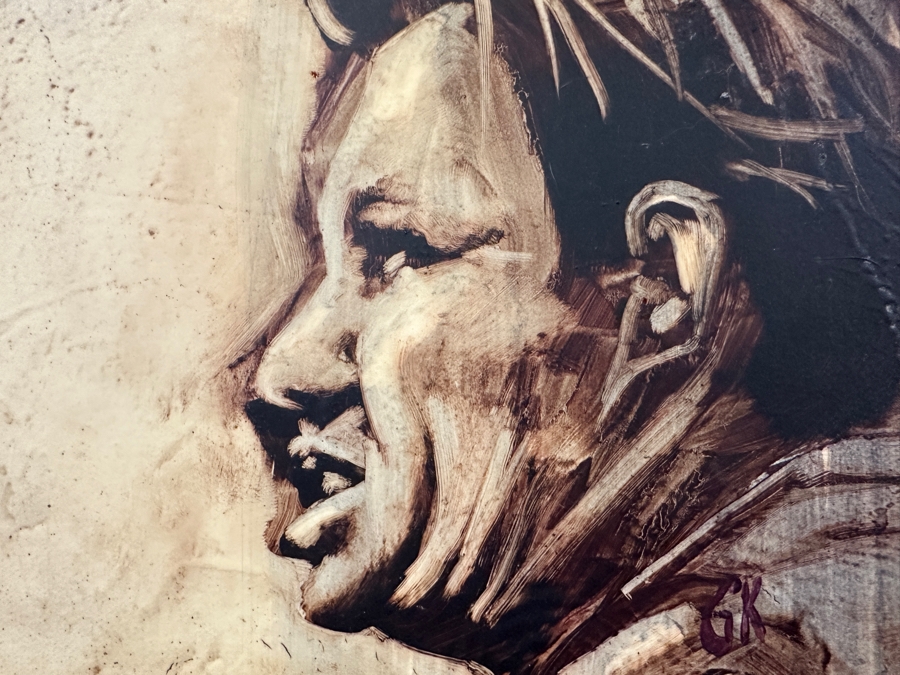 Original Gerry Kirk Portrait Oil Painting On Canvas Signed Lower Left Dated 1973 12 X 9 [Photo 2]